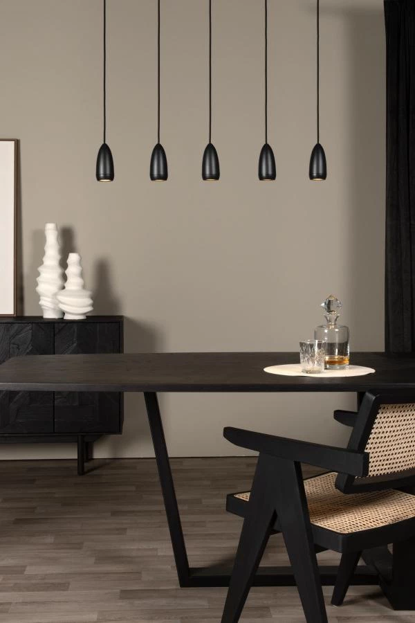 Lucide EVORA - Pendant light - Ø 10 cm - 5xGU10 - Black - atmosphere 1